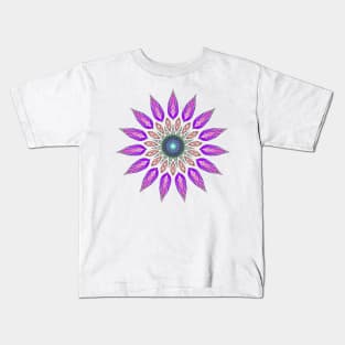 Stained Glass Inspired Flower Mandala Kids T-Shirt